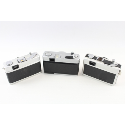 387 - Compact Rangefinder Film Cameras Inc Minolta & Konica C35 Etc Working x 3