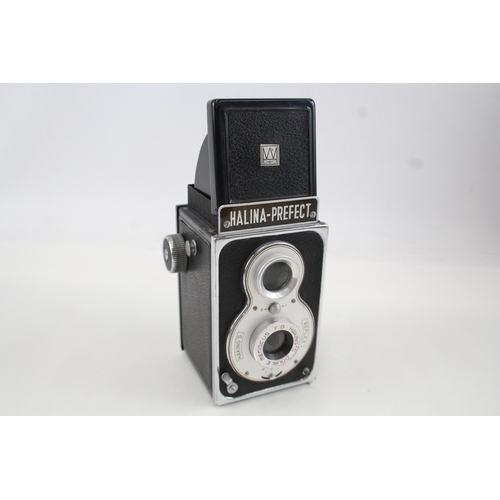 395 - Halina - Prefect Twin Lens Camera Working w/ Hakings Reflex Lens