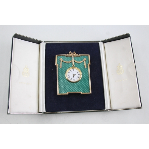417 - Kitney & Co. Gold Plated 925 Silver Fronted Quartz Table Clock
