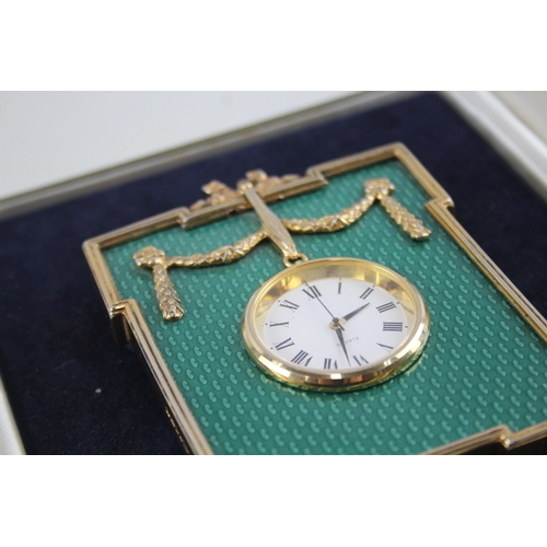 417 - Kitney & Co. Gold Plated 925 Silver Fronted Quartz Table Clock