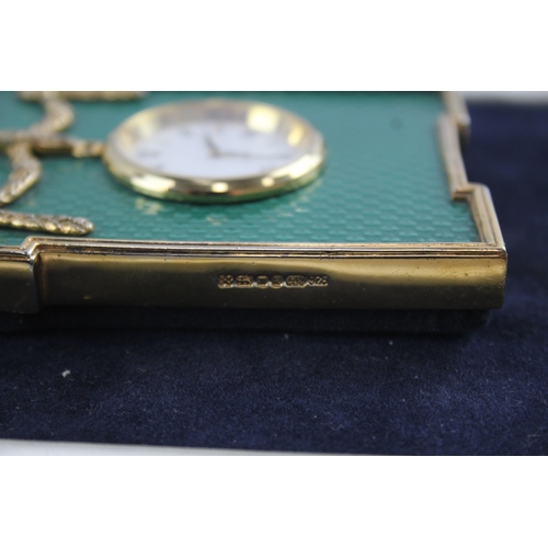 417 - Kitney & Co. Gold Plated 925 Silver Fronted Quartz Table Clock