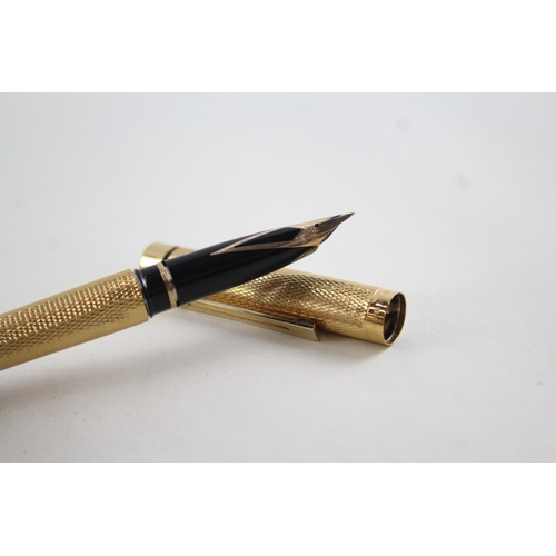 446 - Vintage Sheaffer Targa Gold Plated Fountain Pen w/ 14ct Gold Nib WRITING