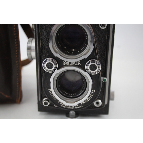 394 - MPP Microcord Twin Lens Camera Working w/ Original Leather Case