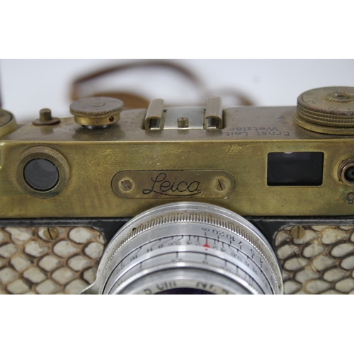 399 - Reproduction Leica Leitz Rangefinder Film Camera Russian Copy Gold & Lizard Skin