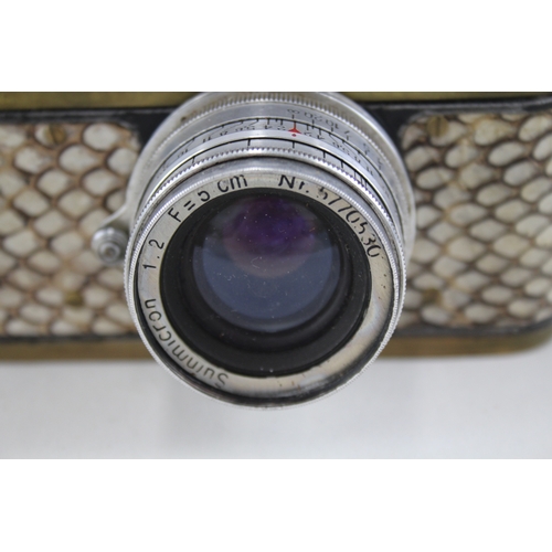 399 - Reproduction Leica Leitz Rangefinder Film Camera Russian Copy Gold & Lizard Skin