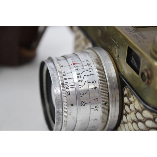 399 - Reproduction Leica Leitz Rangefinder Film Camera Russian Copy Gold & Lizard Skin