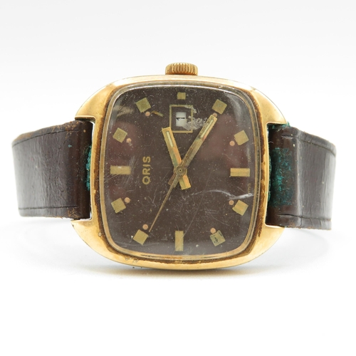 418 - Men's Vintage Oris Gold Tone Watch Hand-Wind WATCH RUNS