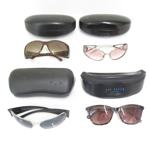 366 - 4 x Designer Sunglasses including Prada / Roberto Cavalli / Chanel / Ted Baker  - All with Cases