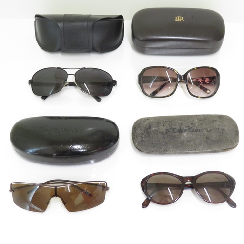 367 - 4 x Designer Sunglasses including Gucci / Banana Republic / Police / Calvin Klein  - All with Cases