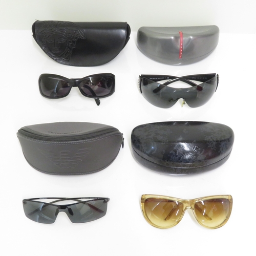 368 - 4 x Designer Sunglasses including Prada / Versace / La Perla / Emporio Armani  - All with Cases