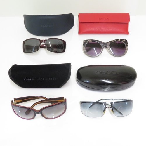 370 - 4 x Designer Sunglasses including Gant / Guess / Marc Jacobs / Gucci  - All with Cases