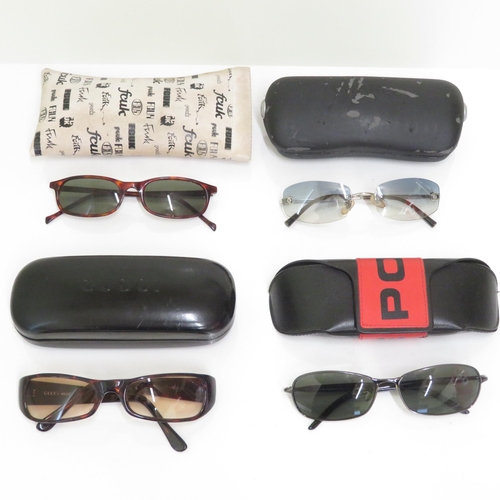371 - 4 x Designer Sunglasses including Gucci / Chanel / FCUK / Police  - All with Cases