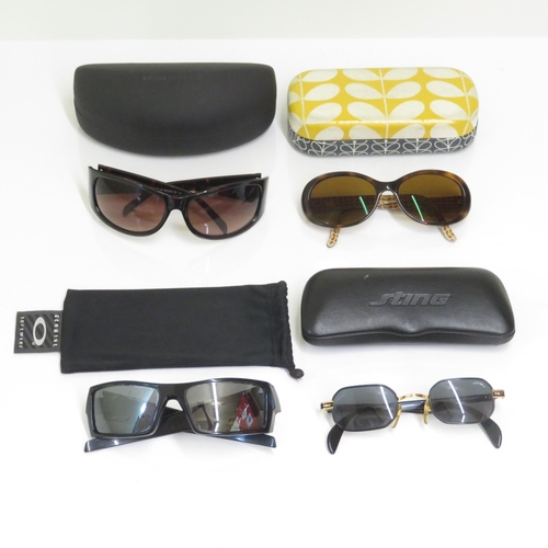 380 - 4 x Designer Sunglasses including Bruce Oldfield / Orla Kiely / Oakley / Sting - All with Cases