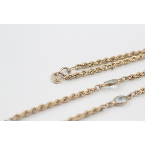 107 - 9ct gold topaz twisted rope necklace (4.3g)