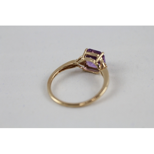 16 - 9ct gold amethyst & diamond dress ring (2.3g) Size  S