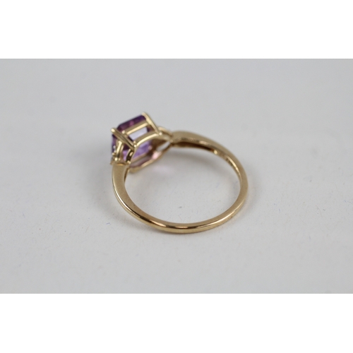 16 - 9ct gold amethyst & diamond dress ring (2.3g) Size  S