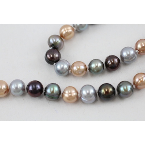 19 - 9ct gold vari-hue cultured pearl necklace (72.6g)