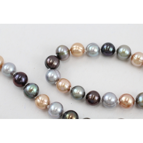 19 - 9ct gold vari-hue cultured pearl necklace (72.6g)