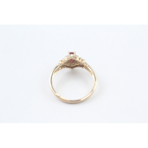 35 - 9ct gold ruby & diamond dress ring (2.5g) Size  L