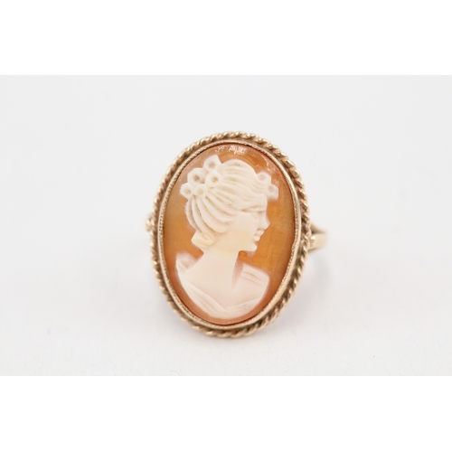 4 - 9ct gold vintage shell cameo dress ring (3.9g) Size  K