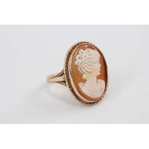 4 - 9ct gold vintage shell cameo dress ring (3.9g) Size  K