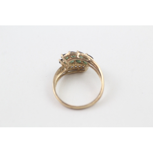 41 - 9ct gold diamond & tourmaline dress ring (3.2g) Size  R