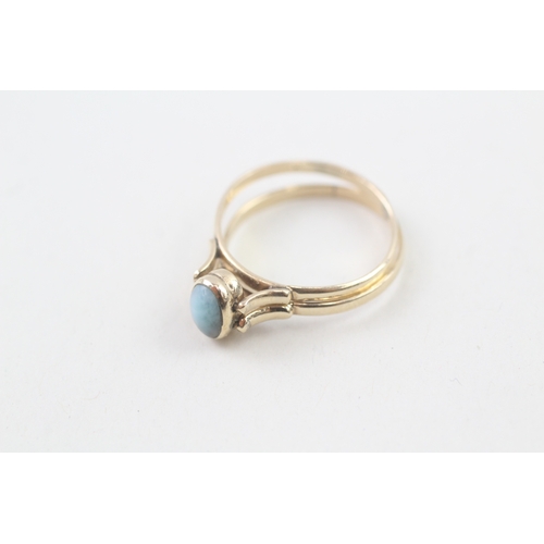 45 - 9ct gold larimar & amber interchangeable dress ring (2.4g) Size  P