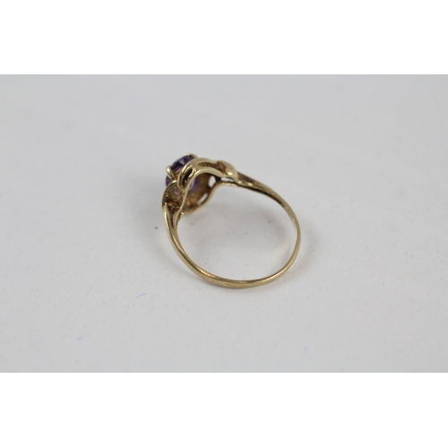 9 - 9ct gold amethyst& diamond dress ring (2.1g) Size  P 1/2