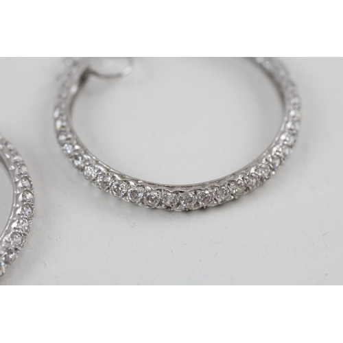 100 - 9ct white gold cubic zirconia hoop earrings (14.6g)