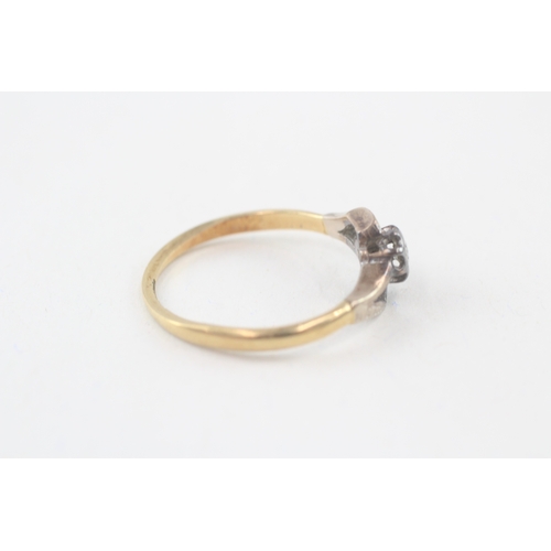 108 - 18ct gold and platinum vintage diamond solitaire dress ring (2.4g) AS SEEN - MISHAPEN Size  P