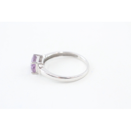 109 - 9ct white gold amethyst and diamond dress ring (1.6g) Size  O