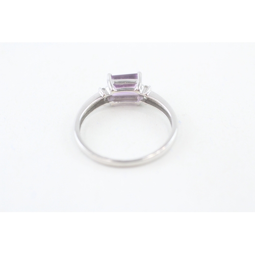 109 - 9ct white gold amethyst and diamond dress ring (1.6g) Size  O