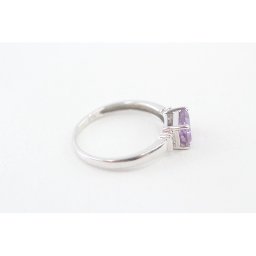 109 - 9ct white gold amethyst and diamond dress ring (1.6g) Size  O