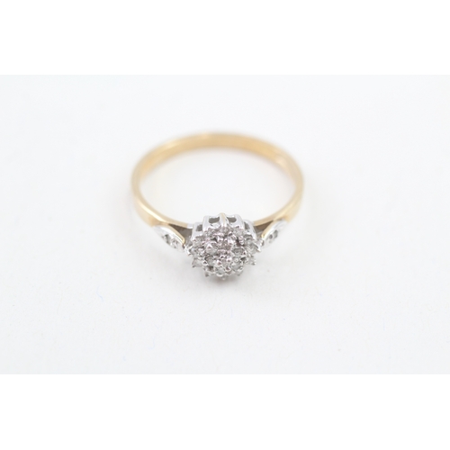 183 - 9ct gold vintage diamond cluster dress ring (2g) Size  O