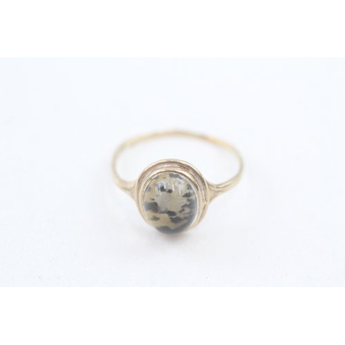 186 - 9ct gold vintage paste cabochon dress ring (1.6g) Size  R