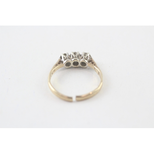 200 - 9ct gold illusion set diamond three stone ring (1.7g) AS SEEN - RING CUT Size  N