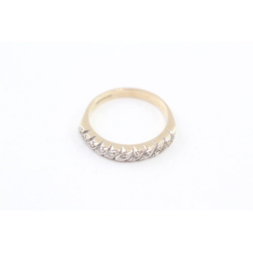 204 - 9ct gold vintage diamond half eternity dress ring (3.2g) Size  P