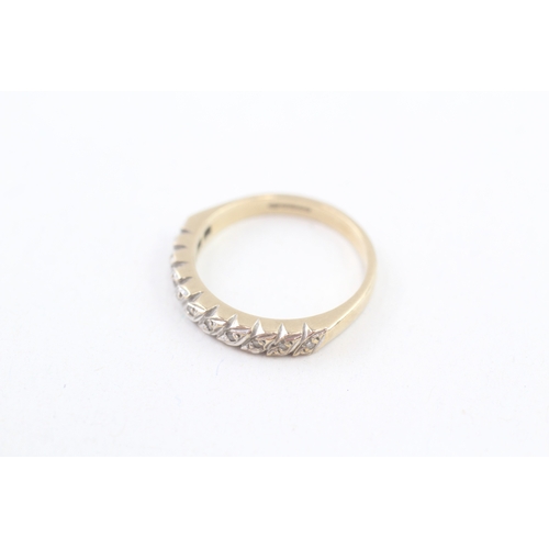 204 - 9ct gold vintage diamond half eternity dress ring (3.2g) Size  P