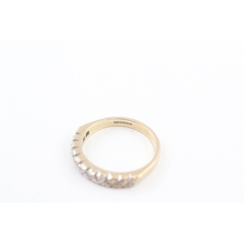 204 - 9ct gold vintage diamond half eternity dress ring (3.2g) Size  P