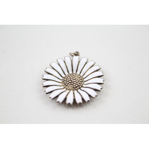 211 - Silver enamel daisy pendant by Anton Michelsen Denmark