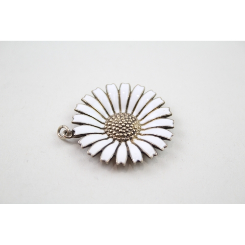 211 - Silver enamel daisy pendant by Anton Michelsen Denmark