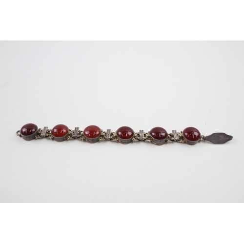 222 - Silver Carnelian panel bracelet