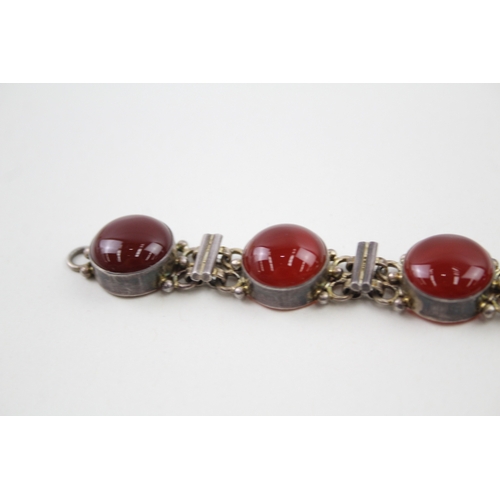 222 - Silver Carnelian panel bracelet