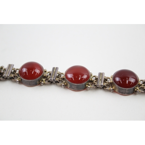 222 - Silver Carnelian panel bracelet