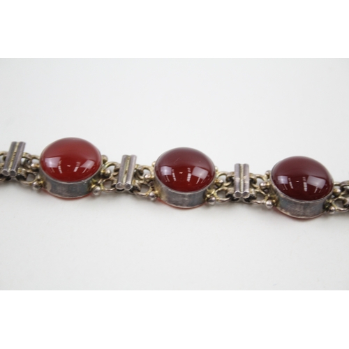 222 - Silver Carnelian panel bracelet