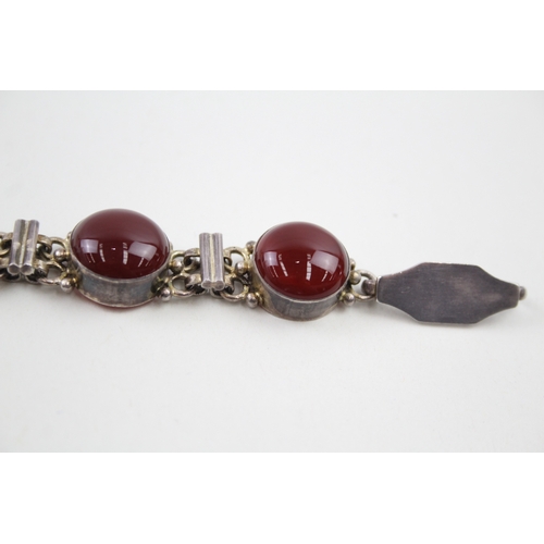 222 - Silver Carnelian panel bracelet