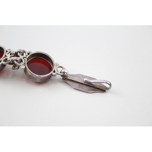 222 - Silver Carnelian panel bracelet