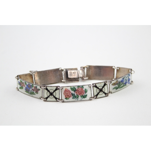 223 - Silver enamel panel bracelet by Kristian M Hestenes Norway