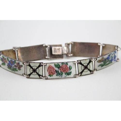 223 - Silver enamel panel bracelet by Kristian M Hestenes Norway