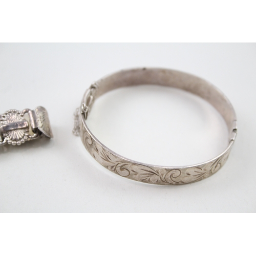 231 - Silver bracelet and bangle including ingot design